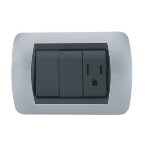 Toma Enerlux+Interruptor Silver