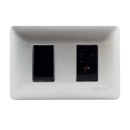 Toma Enerlux+Interruptor Silver