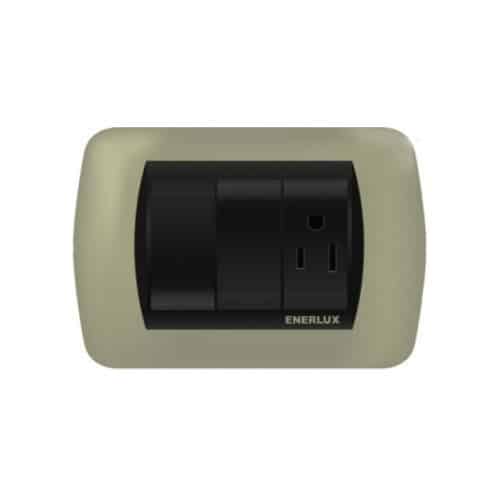 Toma Enerlux+Interruptor Silver