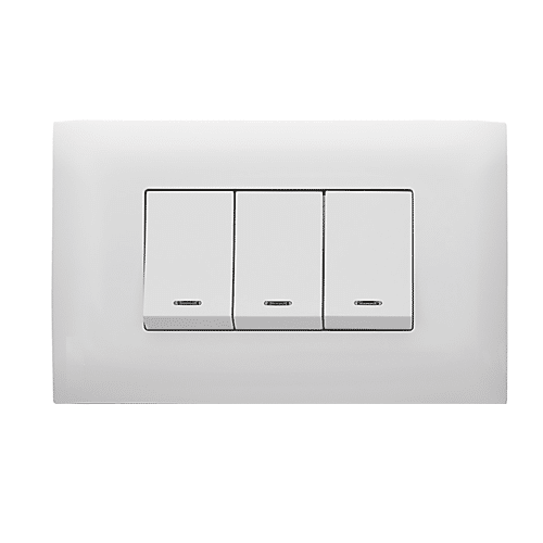 Interruptor Triple Botón Ancho Luz Piloto Veto