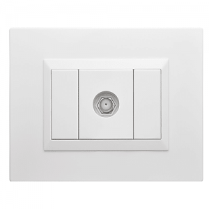 Toma Plura Coaxial Sencillo Blanco