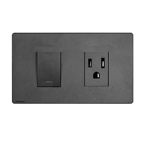 Interruptor Premium + Tomacorriente Negro