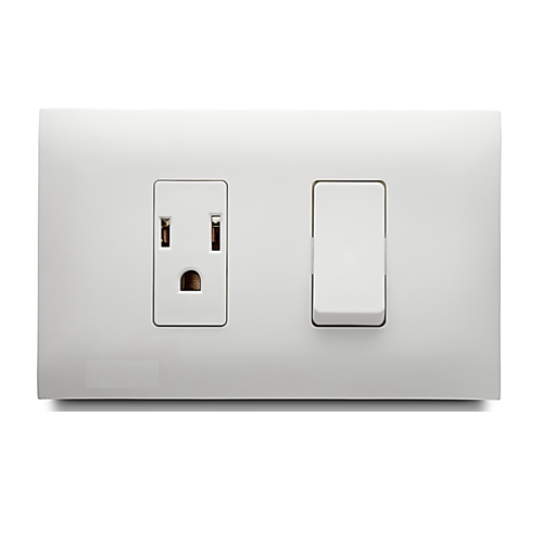 Mixto 1 Interruptor No Neon + 1 Tomacorriente Americano 2P+E Vato