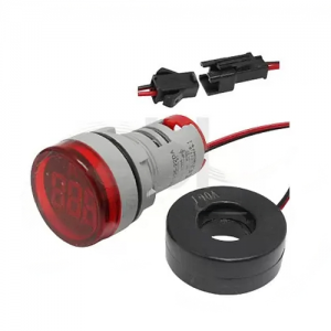 Indicador Xindali Corriente Ac Redondo 22mm Rojo, 0-100a, Alimentación 220vac Ct Incluido