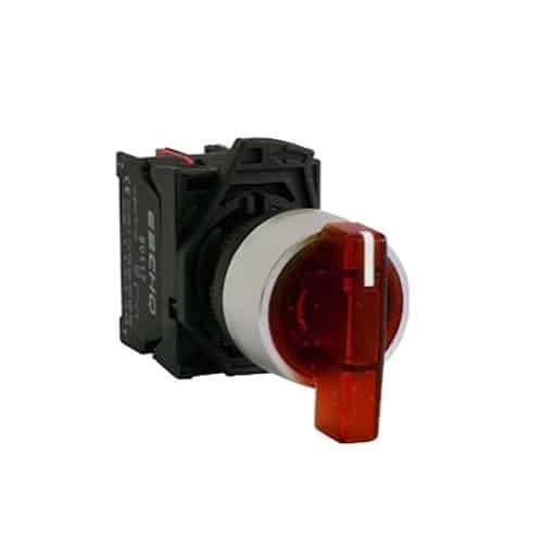 Selector Muletilla Plastico 2 Posiciones con LED Rojo 240V 1Na+1Nc