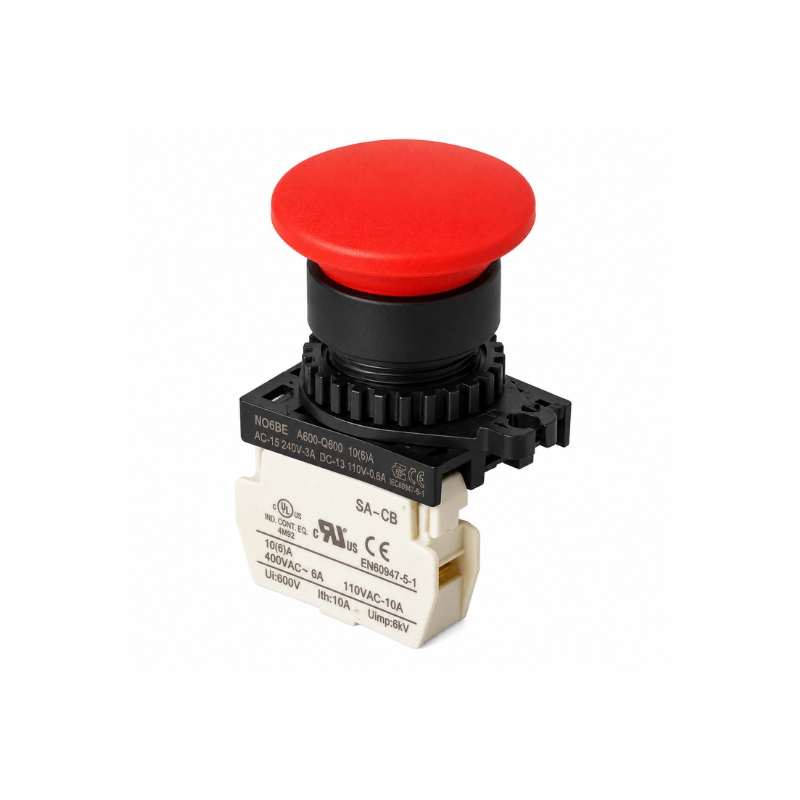 Pulsador Hongo Arranque Ø22Mm Resorte Rojo 1Nc Autonics