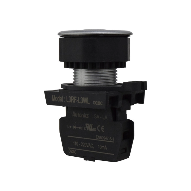 Piloto LED Plano Blanco 30Mm 110-220Vac Plastico Plano Autonics