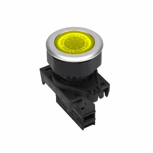 Piloto LED Plano Amarillo 30Mm 110-220 Vac Plastico Plano Autonics
