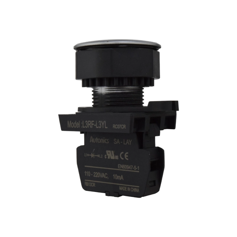 Piloto LED Plano Amarillo 30Mm 110-220 Vac Plastico Plano Autonics
