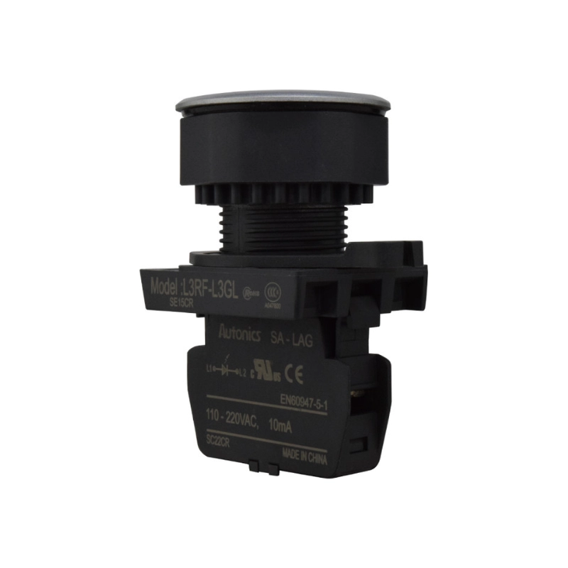 Piloto LED Plano Verde 30Mm 110-220Vac Plastico Plano Autonics