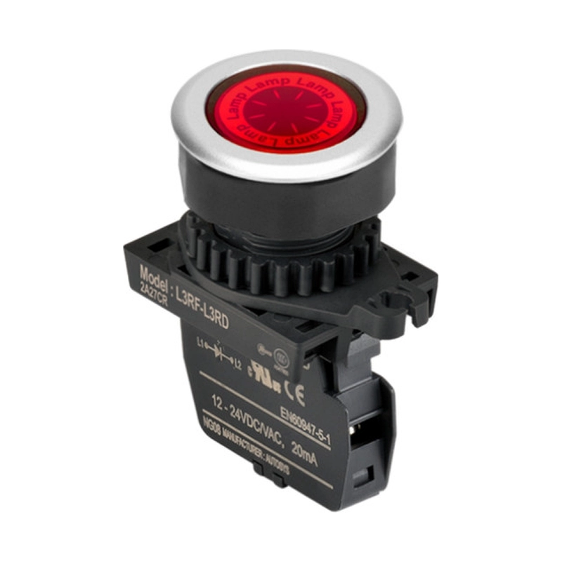 Piloto LED Plano Rojo 30Mm 110-220Vac Plástico Plano Autonics