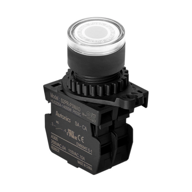 Pulsador Plástico Na+LED Blanco 110-220Vac 22Mm Autonics