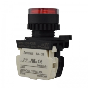 Pulsador Plastico Nc+LED Rojo 110-220Vac 22Mm Autonics