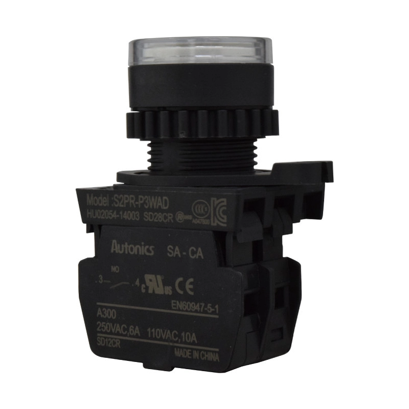 Pulsador Plastico Na+LED Blanco 12-24Vdc/Ac 22Mm Autonics