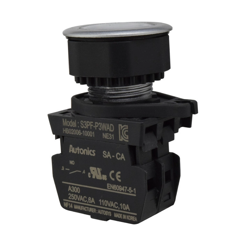 Pulsador Plástico Na+LED Blanco 12-24 Vdc/Ac 30Mm Autonics