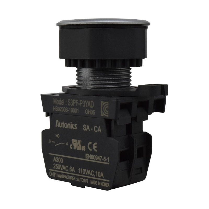 Pulsador Plastico Na+LED Amarillo 12-24 Vdc/Ac 30Mm Autonics