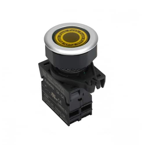 Pulsador Plastico Na+LED Amarillo 12-24 Vdc/Ac 30Mm Autonics