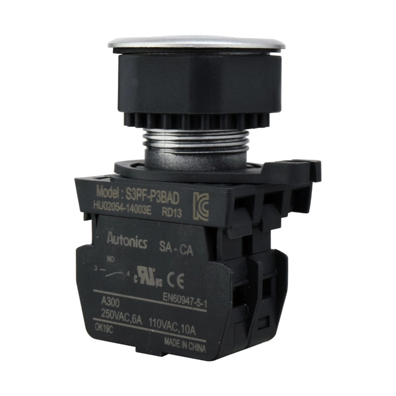 Pulsador Plastico Na+LED Azul 12-24 Vdc/Ac 30Mm Autonics