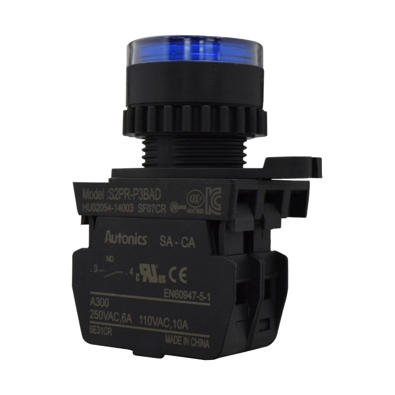 Pulsador Plástico Na+LED Azul 12-24 Vdc/Ac 22Mm Autonics