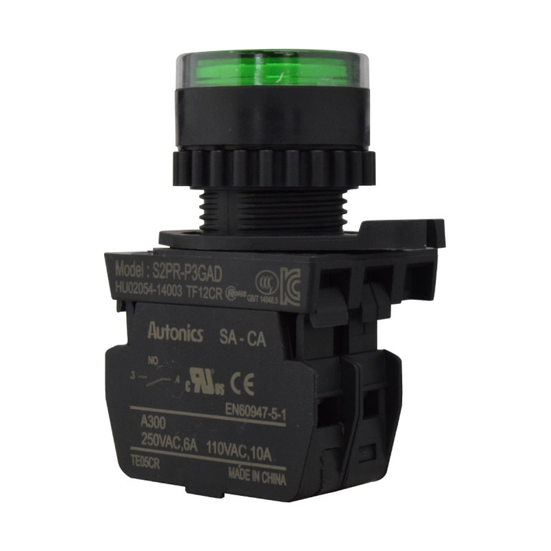 Pulsador Plastico Na+LED Verde 12-24Vdc/Ac 22Mm Autonics