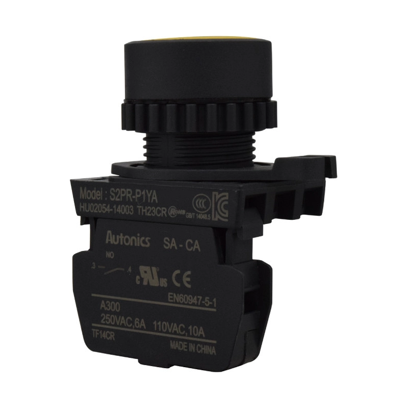 Pulsador Plastico 22Mm Na Amarillo 10A/110V Autonics