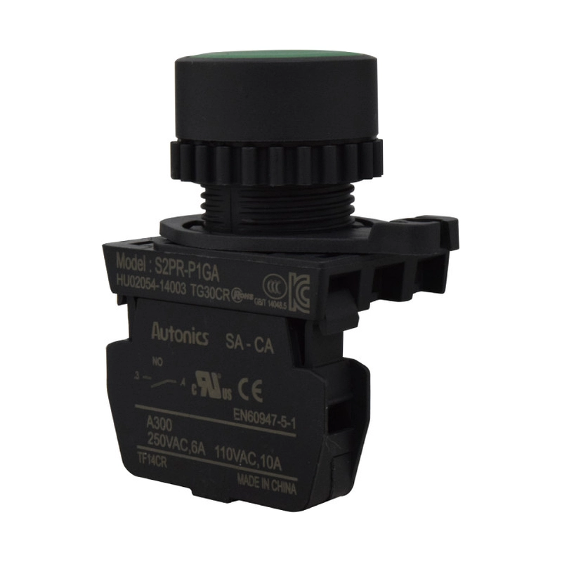 Pulsador Plastico 22Mm Na Verde 10A/110V Autonics