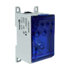 Bloque Ouneva De Distribucion Ojl, 1Xal/Cu 95-240Mm2, 4X Cu 2,5-35Mm2, 3X 6-50Mm2, Un 1000Vac/Dc In 160(Al)/200(Cu) Color Azul.