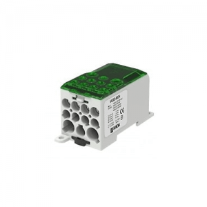 Bloque Ouneva De Distribucion Ojl, 1Xal/Cu 95-240Mm2, 4X Cu 2,5-35Mm2, 3X 6-50Mm2, Un 1000Vac/Dc In 160(Al)/200(Cu) Color Verde.