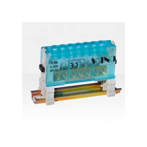 Bloque Distribución 1 Línea 7 Derivaciones 80A Con Tapa