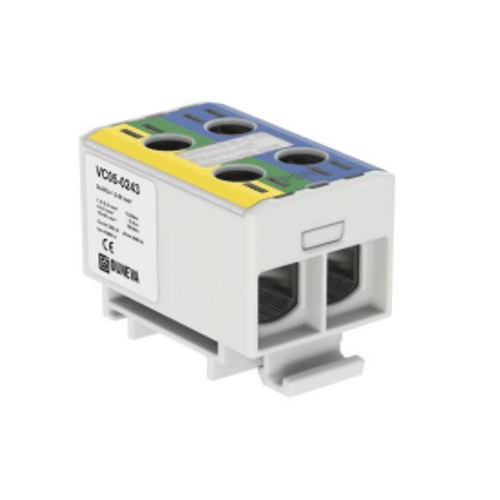 Conector Serie Otl Cobre / Aluminio, Aislado, 2 Conexiones Al/Cu 6 a 95 Mm2 Color Azul, Amarillo/Verde, un 1000Vac/Dc, In 245A(Cu)/220A(Al) Aprobación