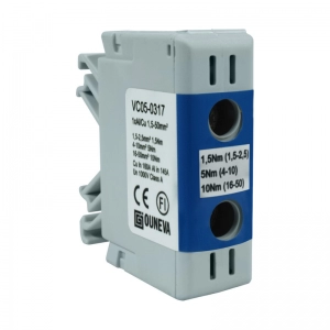 Conector Serie Otl Cobre / Aluminio, Aislado, 1 Conexión Al/Cu 1,5 a 50Mm2 Color Azul, un 1000Vac/Dc, In 160A(Cu)/145A(Al).