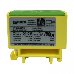 Conector Serie OTL Cobre / Aluminio, 2 Conexión 2,5 a 35Mm2 Color Verde/Amarillo