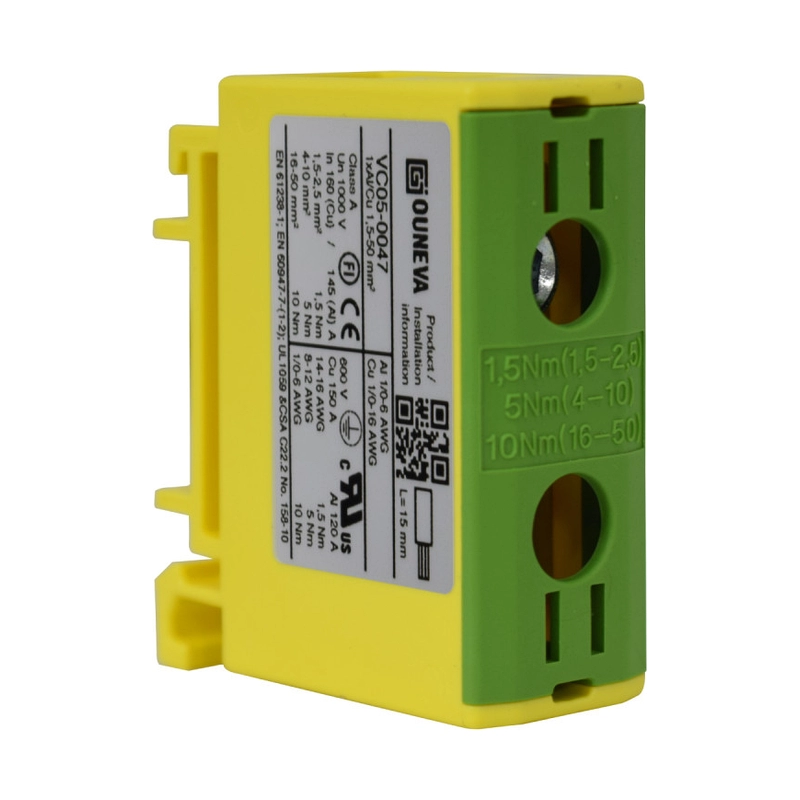 Conector Serie OTL Cobre / Aluminio, 1 Conexión 1,5 a 50Mm2  Color Verde/Amarillo