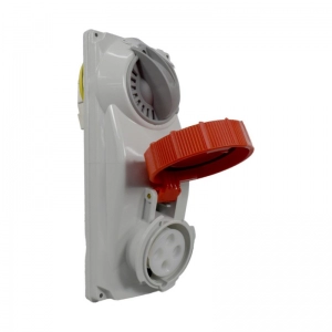 Toma Industrial de Incrustar con Interruptor de Bloqueo, 16A, 380-415V - 3P+T