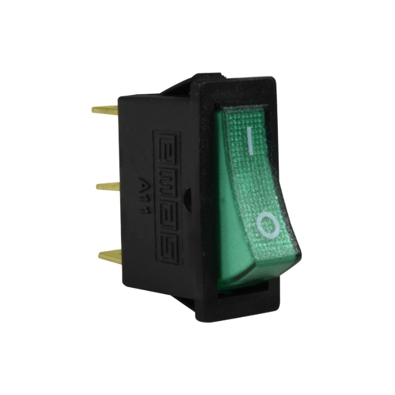 Interruptor de Balancín 1 Polo 30 x 11M.m ON-OFF 4A / 250V Verde EMAS
