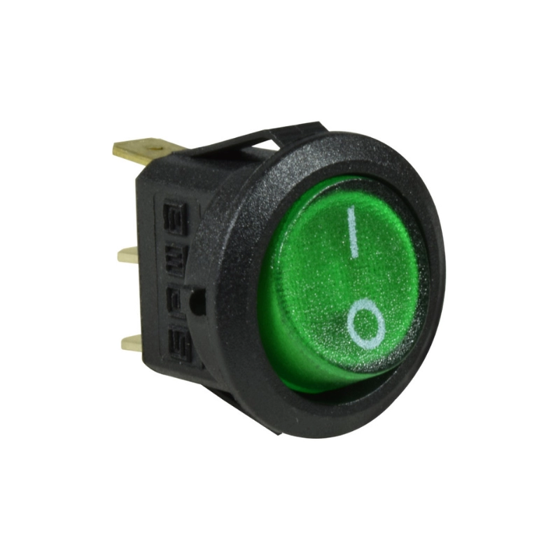 Interruptor Redondo de Balancín 1 Polo 30 x 11Mm ON-OFF 4A / 250V Verde EMAS