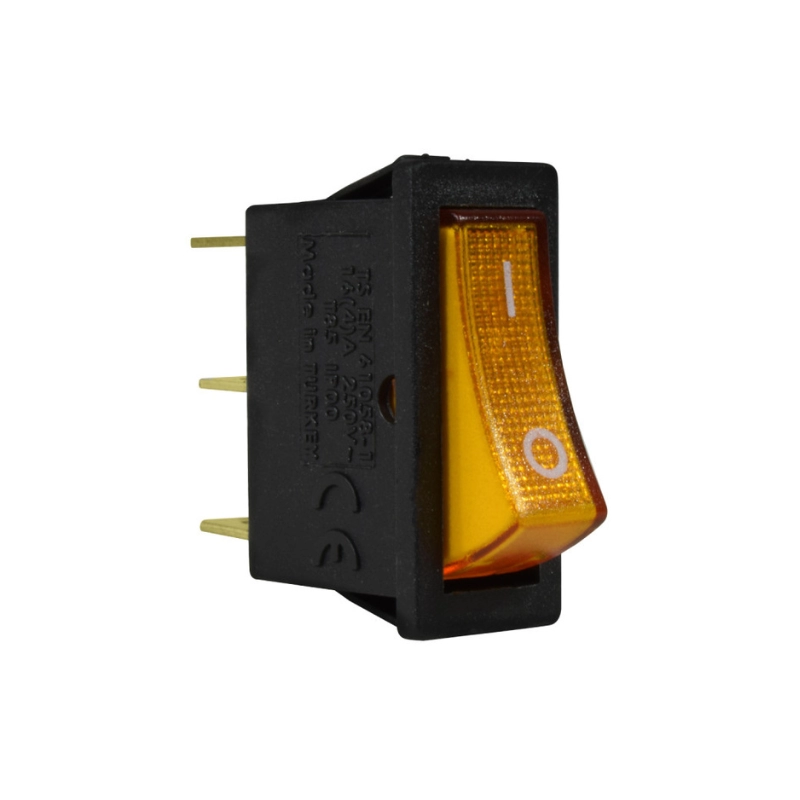 Interruptor de Balancín 1 Polo 30 x 11Mm ON-OFF 4A / 250V Amarillo EMAS