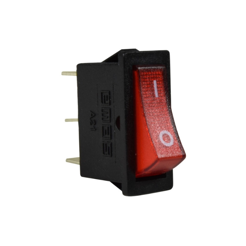 Interruptor de Balancín 1 Polo 30 x 11Mm ON-OFF 4A / 250V Rojo EMAS