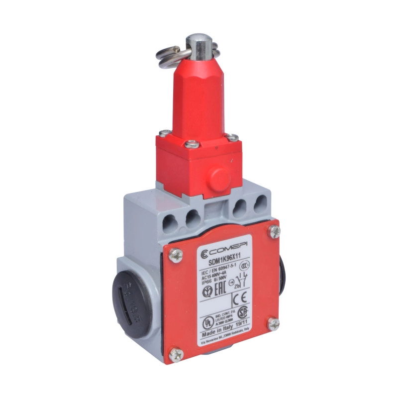 Interruptor de Seguridad para Guaya, 60 Mm Recto, 1 Na + 1 Nc Comepi