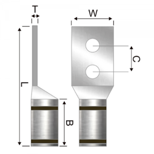 Terminal Bimetálica Dos Ojos Barril Largo 350 Kcmil