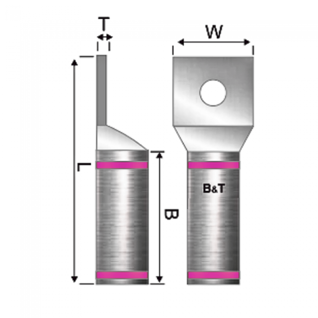 Terminal Bimetálica Un Ojo Barril Largo 2 AWG