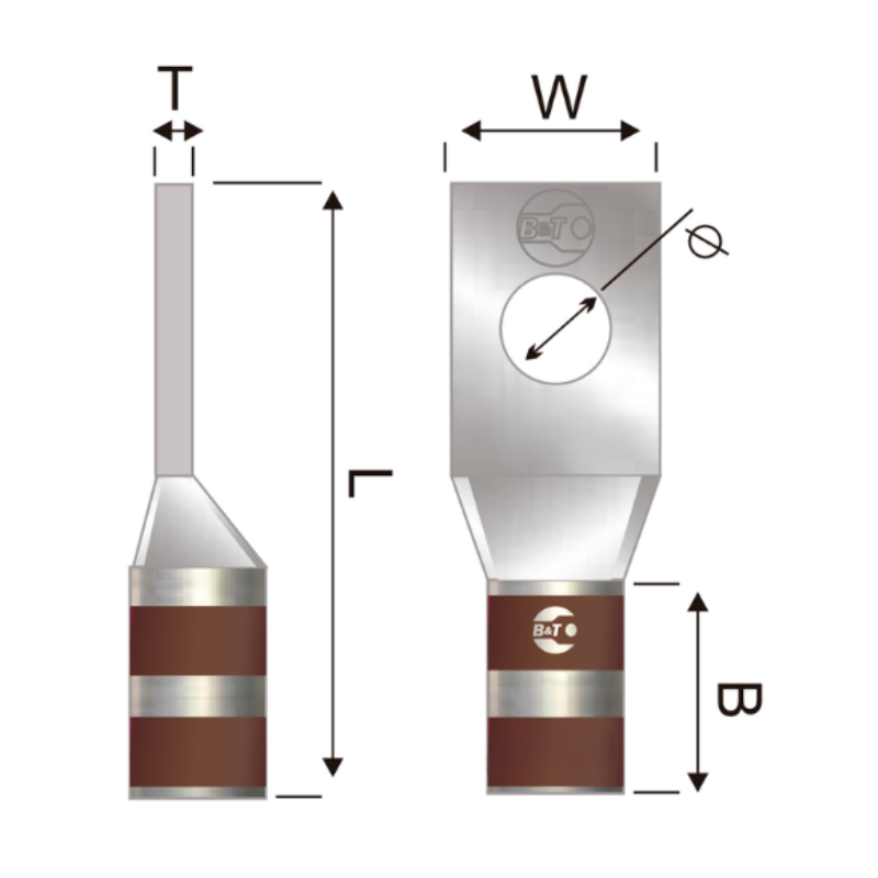 Terminal En Cobre Estañado Corto 2 AWG
