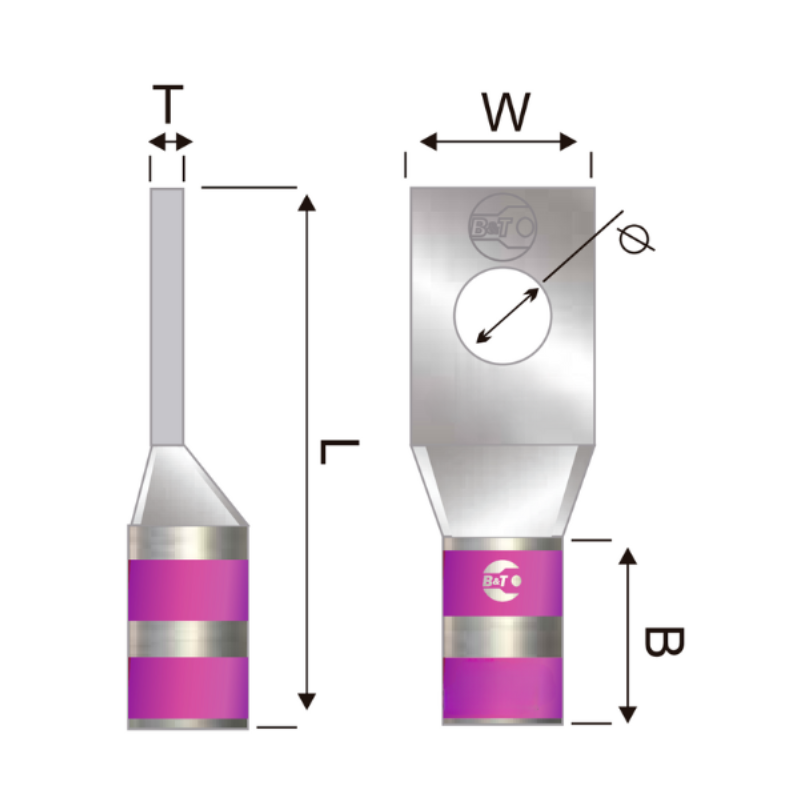 Terminal En Cobre Estañado Corto 1/0 AWG