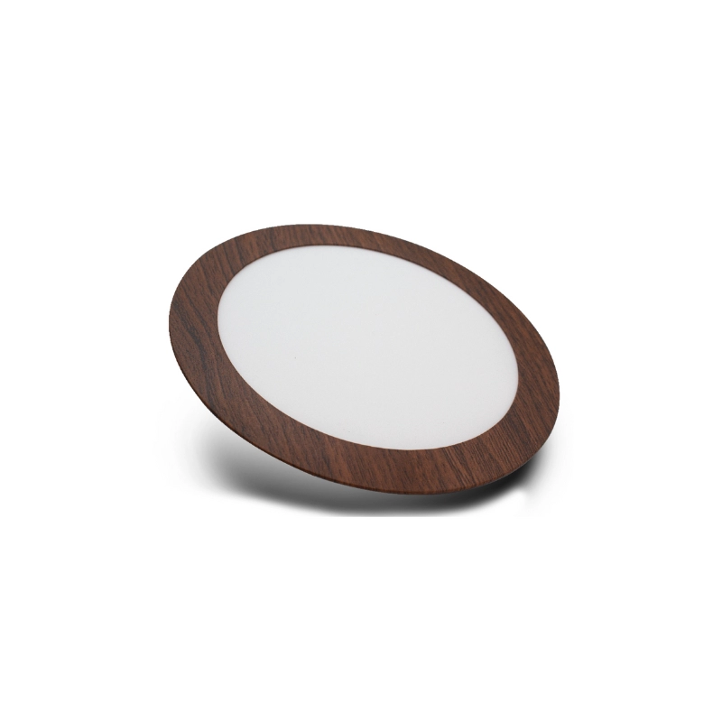 Panel LED Mercury Borde Madera Redondo Incrustar 12W 6