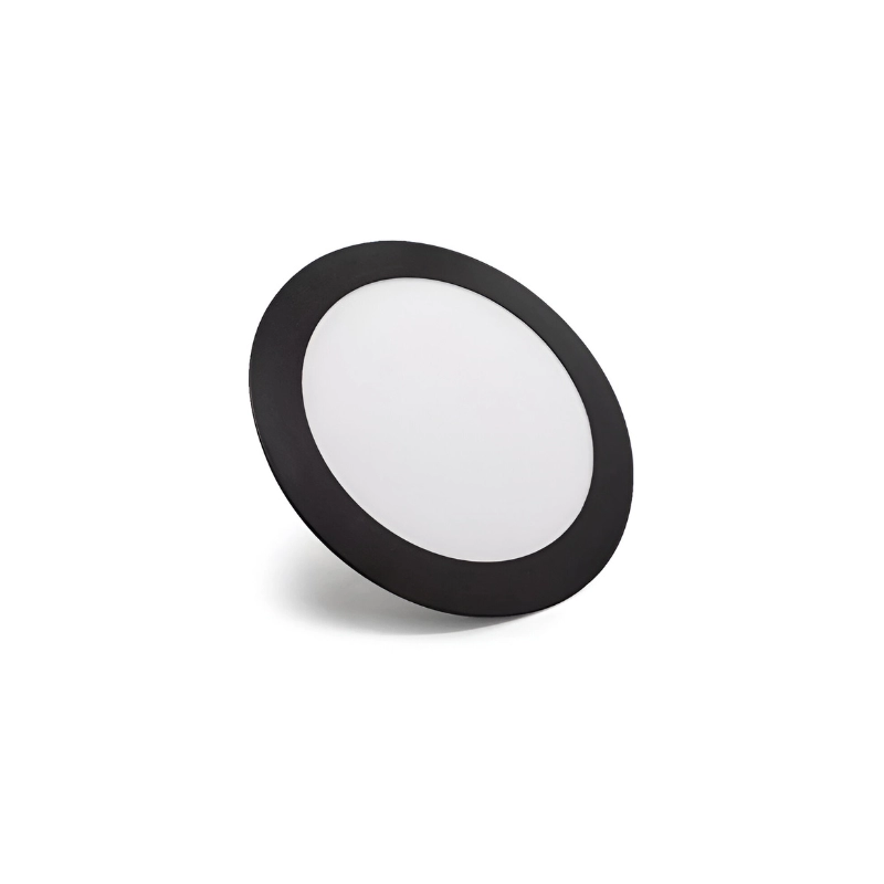Panel LED Mercury Borde Negro Redondo incrustar 18W 8