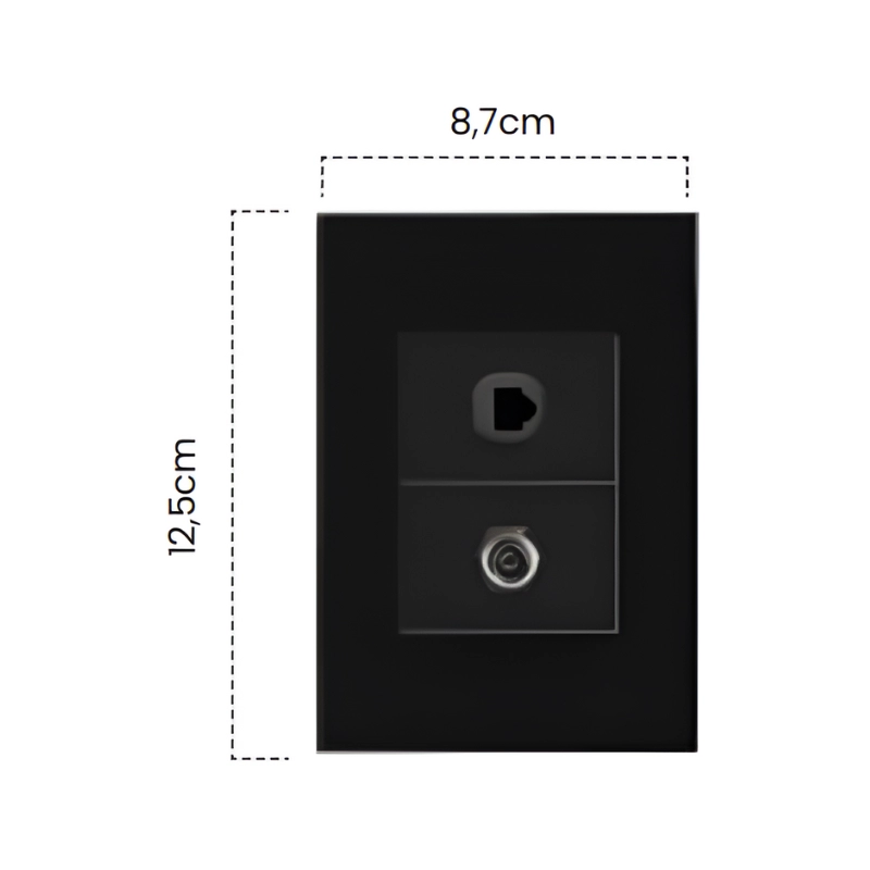 Toma Coaxial + Teléfono Negra Luxury