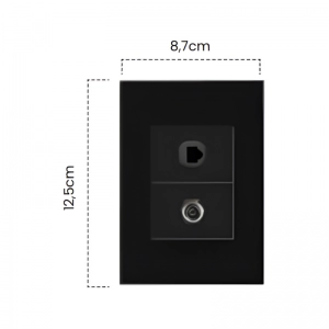 Toma Coaxial + Teléfono Negra Luxury