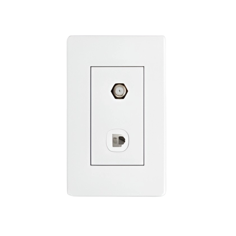 Toma Coaxial + Teléfono RJ11 Línea Plus Color Blanco