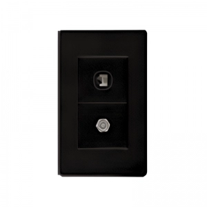 Toma Coaxial + Teléfono RJ11 Línea Plus Color Negro