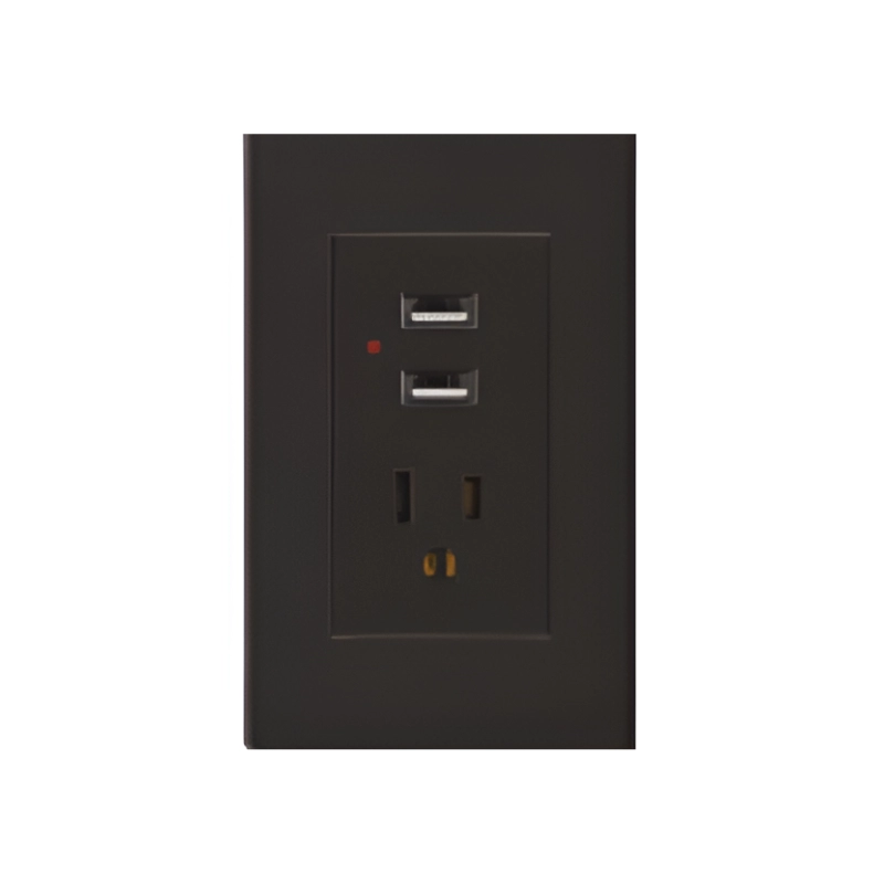 Toma + USB Línea Plus Color Negro